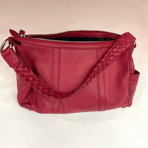 Reduced!! VTG Cole Haan Red Bag with Woven Handle, Made in Spain - Picture 3 of 9
